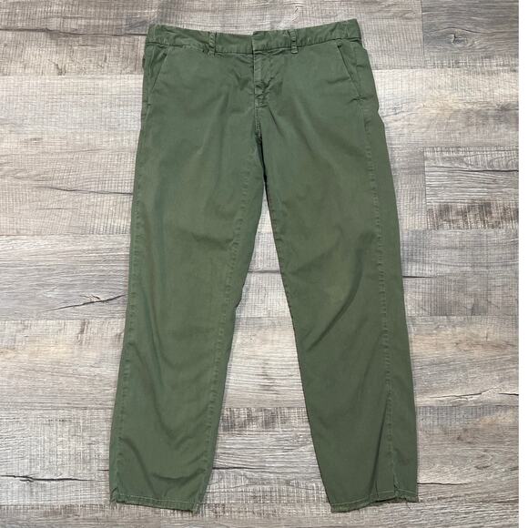 Nili Lotan Size 4 Green Straight Leg Chino Ankle Work Pants Low/Mid Rise *Flaw* - Picture 1 of 11